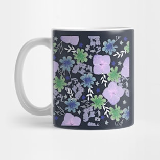 Pressed Flowers green and blue Mug